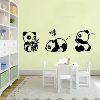 Dzieci Panda Naklejki Ścienne Dla Dzieci Pokój Zabaw Wystrój Domu Winylowe Naklejki Na Ściany Dziewczęta Chłopcy Sypialnia Teenage Pokój Sztuka Piękny Fresk S263