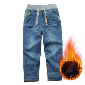Dziecięce jeansowe spodnie zimowe dziecięce aksamitne rafy super ciepłe spodnie jeansowe Spodnie dla chłopców, nastolatków rozmiar 100-160 cm odzież Dwq607