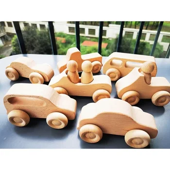 Dziecięce, Zabawki Drewniane Nature Wood Stacking Blocks /Unpaint Wood Trees Cars Bridge Building Blocks Montessori Toy