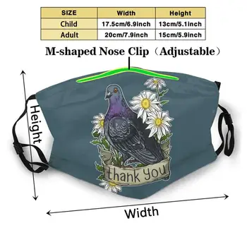 Dzięki Zmywalne I Wielokrotnego Użytku Modne Usta Maska Do Twarzy Z Filtrami Dla Dzieci Dorosłych Ptaków Gołąb Gołąb Dziękuję Dziękuję Rumianek