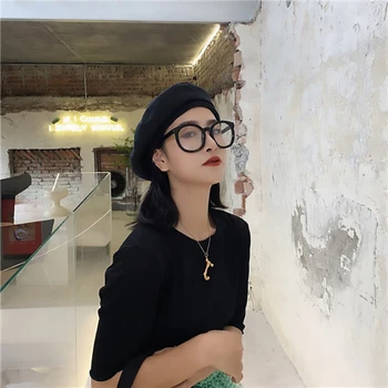 [EAM] 2021 New Spring Summer Round Dome Temperament Brief Personality Solid Fishers Hat Women Fashion Tide All-match JY337