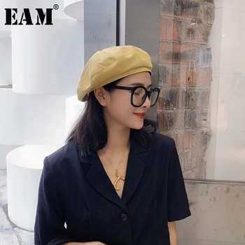 [EAM] 2021 New Spring Summer Round Dome Temperament Brief Personality Solid Fishers Hat Women Fashion Tide All-match JY337