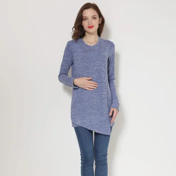 Emotion Moms Zima Jesień odzież ciążowa z długim rękawem t-shirt dla kobiet w ciąży, karmienie piersią odzież ciążowa bluzki