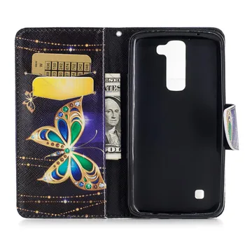 Etui do telefonu LG K8 LTE K350 K350E K350N faux odwróć skórzany portfel gniazdo kart moda pomalowana pokrywa telefonu LG K8 Case