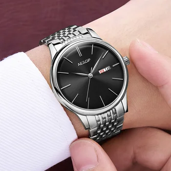 Ezopa strój męski zegarek męskie automatyczne mechaniczne szkło szafirowe zegarek kwarcowy zegarek ze stali nierdzewnej zegarki męskie Relogio Masculino 46
