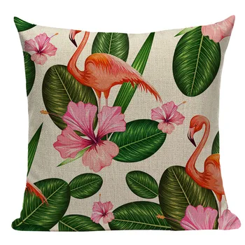 Fabryka poszewka tropikalne drzewo zielony rzut poszewka flamingo ptak poduszki dekoracyjne kwiat poszewka na kanapie samochodu