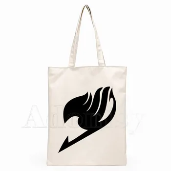 Fairytail Słynne Japońskie Anime Fairy Tail New Art Canvas Bag Totes Simple Print Shopping Bag Girls Life Casual Pacakge