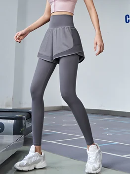 Fitness spodnie Damskie z wysokim stanem fałszywe każda biegowe spodnie do jogi stretch rajstopy jesienne kurtki szybkoschnące spodnie sportowe