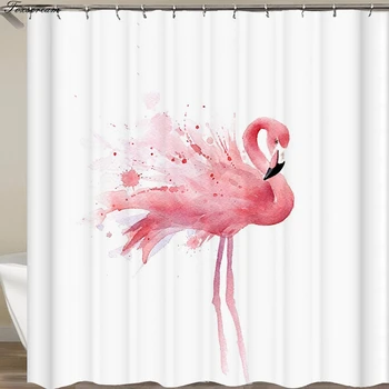 Flamigo zasłony prysznicowe tkaniny tropikalne zasłony do łazienki 3D tkanina zasłona do prysznica z haczykami fajna różowa zasłona do wanny lub mat