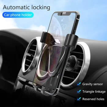 FLOVEME Automatic Lock Air Vent Mount Clip Phone Stand Phone Car Holder Mobile Car Holder Rotate Cell Support For iPhone Xiaomi
