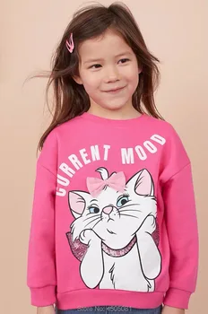 Frotte bawełna Sweatershirt bluzy bluzki marka dzieci Baby Girl odzież t-shirt dziecięcy bluzka Bebe Girls ładny kot czerwony sweter