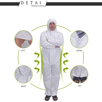 Garnitur chemicznej ochrony odzież robocza / uniformy bezpieczeństwa kombinezony męskie kombinezony odzież robocza wodoodporna zapobiega pył z włókniny garnitur