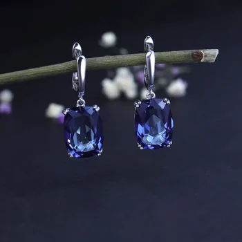 GEM ' s BALLET luksusowy naturalny Иолит niebieski kwarc mistyczny dla kobiet eleganckie kolczyki srebro próby 925 wiszące kolczyki wykwintne biżuteria