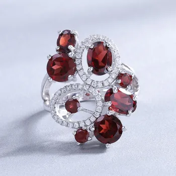 GEM ' s BALLET Natural Garnet Ring prawdziwe srebro 925 pierścionki z kamieniami szlachetnymi kwiaty moda dla kobiet romantyczny prezent wykwintne biżuteria