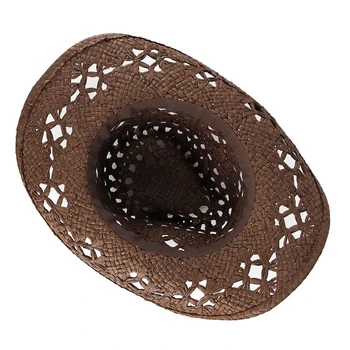 GEMVIE New Cowgirl letnia czapka dla kobiet papierowa słomkowy kapelusz dla mężczyzn Outback Western Cowboy Hat Sun Beach Cap