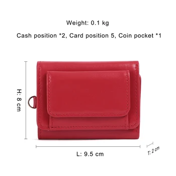 GENODERN New Short Women Wallet portfel z naturalnej skóry dla kobiet Trifold Lady portfel z uchwytem monet małe damskie portfele