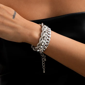 Geometryczny 3szt Kryształ bransoletka zestaw dla kobiet Urok bransoletki bransoletki twist łańcucha para bransoletka przesadzone zegarek biżuteria prezent