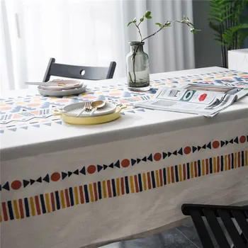 Geometryczny wielokolorowy Czech drukowana salon strona tkaniny bawełnianej bielizny pokrywa stolik manteles de mesa rectangu