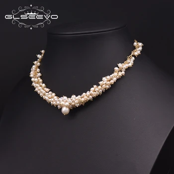 GLSEEVO naturalne słodkowodne perły szlachetny urok naszyjnik naszyjnik Dla kobiet ślubny modny prezent projektant luksusowe, wykwintne biżuteria GN0235