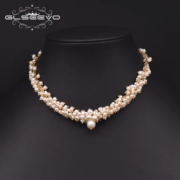 GLSEEVO naturalne słodkowodne perły szlachetny urok naszyjnik naszyjnik Dla kobiet ślubny modny prezent projektant luksusowe, wykwintne biżuteria GN0235