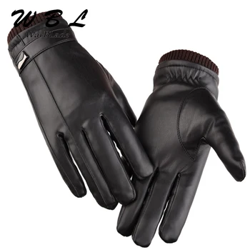 Gorące męskie luksusowe zimowe rękawiczki ze sztucznej skóry do jazdy w ciepłe kaszmiru Taktyczne rękawice czarne bezpośrednie dostawy wysokiej jakości 2018