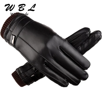 Gorące męskie luksusowe zimowe rękawiczki ze sztucznej skóry do jazdy w ciepłe kaszmiru Taktyczne rękawice czarne bezpośrednie dostawy wysokiej jakości 2018