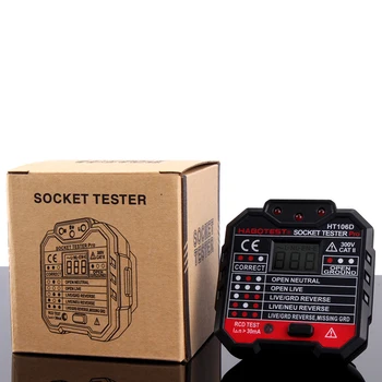 HABOTEST Socket Tester Pro EU Plug Socket Detector HT106D elektroskop Ground Zero Line Plug Polarity Phase Check Voltage Test