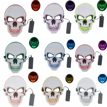 Halloween czaszki straszne EL Maska cosplay LED kostium maska EL Wire Light na Halloween festival ozdoby partii jedenaście kolorów D30