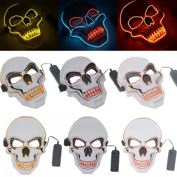 Halloween czaszki straszne EL Maska cosplay LED kostium maska EL Wire Light na Halloween festival ozdoby partii jedenaście kolorów D30