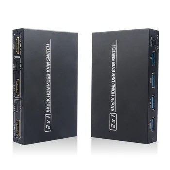 HDMI KVM Switch 2 Port 4K USB Switch KVM HDMI Switcher do udostępniania drukarki, klawiatury, myszy telewizora KVM Spliiter Switch HDMI