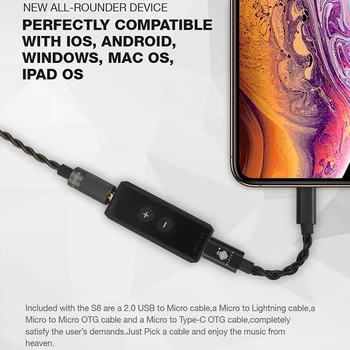 Hidizs S8 CS43131 USB przenośny DAC typ C do 3,5 mm HiFi wzmacniacz dekodowania słuchawek do telefonu z systemem Android na KOMPUTERZE MAC