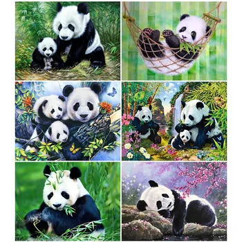 HUACAN Animal Diamond Painting Panda Full Drill Square Rhinestone Haft Krzyżem sprzedaż dom wiejski Home Decor