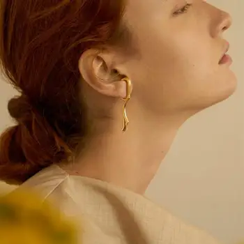 HUANZHI 2020 New Gold Metal Ear Bone Clip Without Piercing kolczyki nieregularna geometria dla kobiet dziewczyna dekoracje ślubne dziewczyny