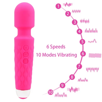 IKOKY wibrator masażer kij 6 prędkości 10 trybów damska masturbacja łechtaczki stymulacja Magiczna AV różdżka sex zabawki dla kobiet