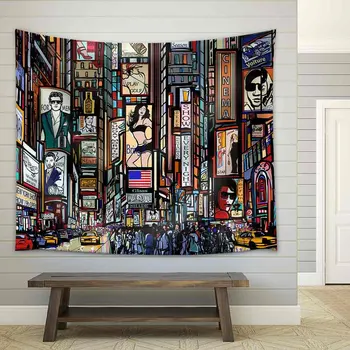 Ilustracja ulicy w Nowym Jorku tkanina na ścianie gobelin wystrój domu