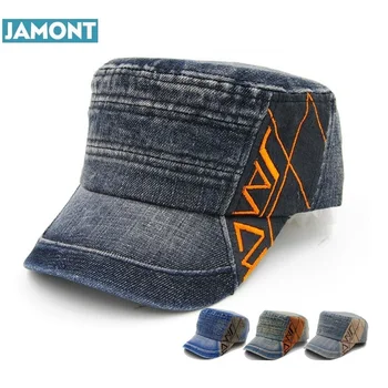 JAMONT bawełniane płaskie wojskowa czapka przeciwsłoneczna dla mężczyzn i kobiet wojskowa czapka haft list moda unisex czapki mężczyźni Casequtte
