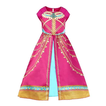 Jasmine Księżniczka sukienka dla dziewczynek Aladyn boże Narodzenie piękne, różowe sukienki dzieci Jaśmin koronacja kostium dziecięcy arabska odzież