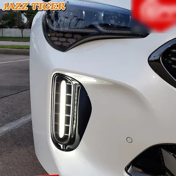JAZZ TIGER Yellow Turn Signal Function 12V Car DRL Light Auto Lamp LED stawek zawieszenia światła do Kia Stinger 2017 2018 2019 2020
