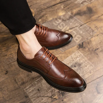 JAZZPOSTURE 2020 nowe męskie moda buty męskie klasyczne retro koronki męskie броги męskie moda buty skórzane q52