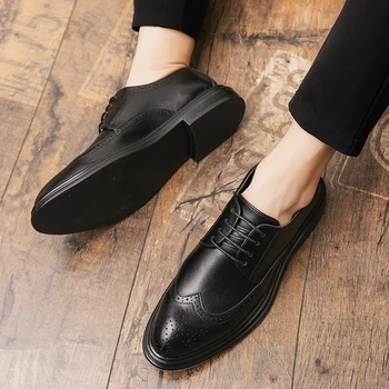 JAZZPOSTURE 2020 nowe męskie moda buty męskie klasyczne retro koronki męskie броги męskie moda buty skórzane q52