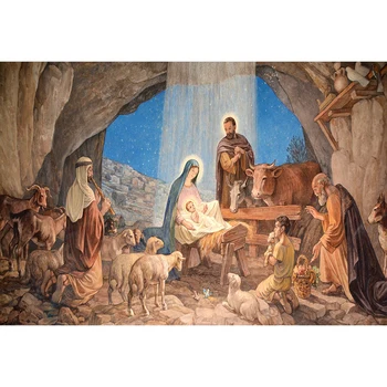 Jezus Narodziny Boże Narodzenie Zdjęcie Tło Boże Narodzenie Figurki Jezus Tło Noworodka Urodziny Pasterz Sesja Zdjęciowa Rekwizyty