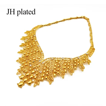 JHplated women Elegancki obiekt, w luksusowym Dubai biżuteria zestaw złotego koloru Indie Nigeria afrykańskie biżuteria akcesoria prezent ślubny hurtowych