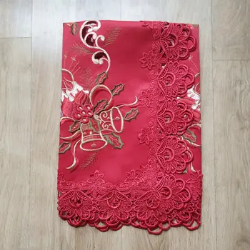 Kartki haft stół Topper Nowy rok satyna haftowane Kartki czerwony obrus Couture ręcznik tkaniny, pokrowce obrus świąteczny
