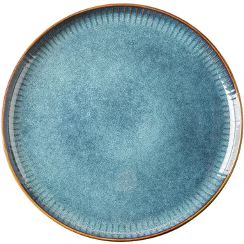 KINGLANG Nordic Blue Tableware Set mikrofalowa szkliwione ceramiczne ryż sałatka okrągłe naczynie Jadalnia, zestaw naczyń talerz