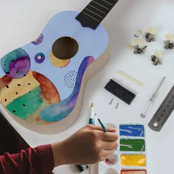 Kmise Ukulele DIY Kit Sopran bas drzewo stwórz swój własny Uke z pełnym zestawem akcesoriów dla dzieci Dzieci ręcznie robione zabawki muzyczne