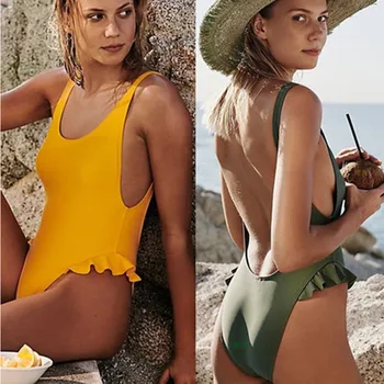 Kobiety stroje kąpielowe głęboki dekolt w serek strój kąpielowy 2020 wzburzyć bandaż strój kąpielowy monokini One Pieces strój kąpielowy damski танкини Mayo de Bein