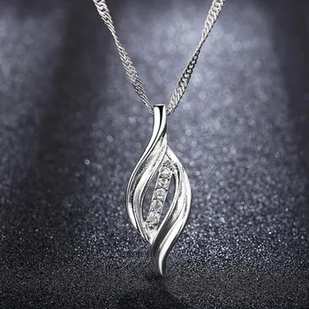 KOFSAC nowa moda 925 srebro łańcuch naszyjnik dla kobiet błyszczący Kryształ CZ willow liść wisiorek naszyjnik wykwintne biżuteria prezent