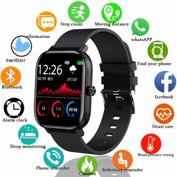 Kolorowy ekran inteligentne zegarki męskie serca ciśnienie krwi inteligentne połączenie Bluetooth zegarek dla Xiaomi Full Touch zegarki sportowe mężczyźni kobiety