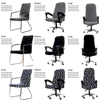 Komputerowe fotel popularne pokrowce na krzesła Office Stretch 1 szt 3 rozmiary do biurowy siedziska zdejmowane anty-brudne pokrowce na krzesła Elastan