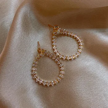 Korea prosty musujące Kryształ wisiorek kolczyki dla kobiet elegancki, uniwersalny modą kolczyki 2020 nowy biżuteria prezent